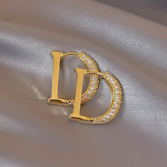 Real Gold Plated Zircon Bead Earrings – Luxury Women’s Party Jewelry