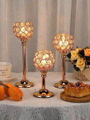 Gold & Silver Classic Crystal Metal Candlestick Holder Luxury Decor for Wedding Candlelight Dinner Valentine Ramadan Birthday