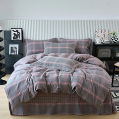 Pure Cotton Japanese Style Duvet Cover With Plaid Print  King Four Seasons Universal Bedding Cover Comfortable and Skin-friendly