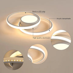 Modern LED Ceiling Lights,40W Double Round Dimmable 3000K-6500K Ceiling Lighting for Bedroom Hallway Balcony Corridor