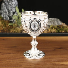 1Pc Timeless Embossed Metal Chalice Goblet Vintage Wine Champagne Liqueur Cup Perfect For Bars Restaurants Home Decor.