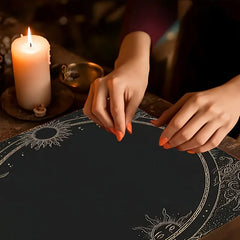 VIKAMA Black Gold Sun Moon Space Minimalist Tarot Card Altar Cloth Ritual Tablecloth Witchcraft Divination Mat Decoration