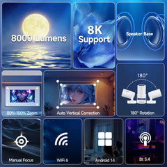 Magcubic Projector HY300 PRO + 8K Android 14 Dual Wifi6 Allwinner H726 BT5.4 1080P 1280*720P Home Cinema Outdoor Projetor