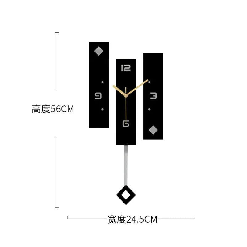 Nordic Clock With Pendulum Large Size Wall Watch Modern Design For Home Decoration Big Duvar Saati Decor