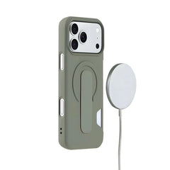 Frosted Matte PC Phone Case with Magnetic Kickstand & Built-In Side Card Slot, Shockproof Drop-Resistant Semi-Enclosed Protective Cover with Raised Camera Edges, Compatible With iPhone 13/14/15/16/17 Pro & Pro Max/Air/Plus