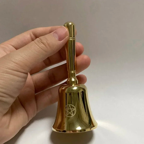 Brass Pentagram Hand Altar Bell Ritual Ringing For divination Meditation Pentacle wicca witchcraft supplies for altar