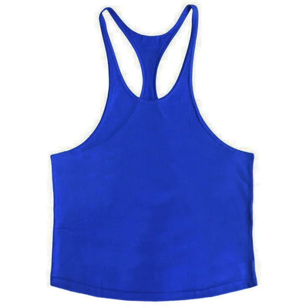 Plain Gym Fitness Bodybuilding Muscle Tank Tops Mens Running Sport Sleeveless Y-back Vests Summer Cool Cotton Breathable Shirts