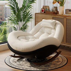 Modern Single Rocking Chair with Headrest Living Room Bedroom Cozy Chenille Lounge Chair Home Office Soft Relaxing Accent Chair Bar Stools & Counter Stools Kitchen & Dining Furniture