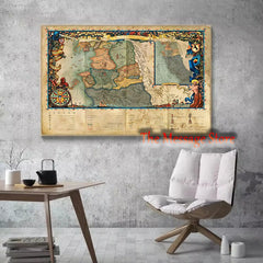 Witcher World Map Continent Locations Wall Art Video Game Gamer Room Decor Poster Canvas Painting Wall Pictures Home Decor Gifts