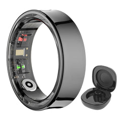 R09 Smart Ring 5ATM Waterproof Temperature Sport Health Ring Heart Rate Blood Oxygen Sleep Monitor w/ Charging Case Smartring