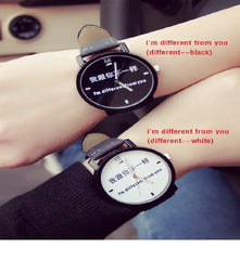 Couple Quartz Analog Wristwatches – Black Leather Band, Hot Selling