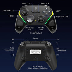 EasySMX TMR Stick Controller D10 Wireless Gamepad Compatible with PC/Switch/Steam/Phone/TV, Charging Dock, Micro Triggers