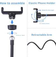 Universal Flexible Mobile Phone Holder with Selfie Ring Light Office Lazy Bracket Desk Lamp LED Light for Live Stream Fill Light