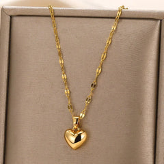 316L Stainless Steel Multilayer Heart Necklace Girls Goth Gold Color Clavicle Chain Charm Choker Jewelry Birthday Gift