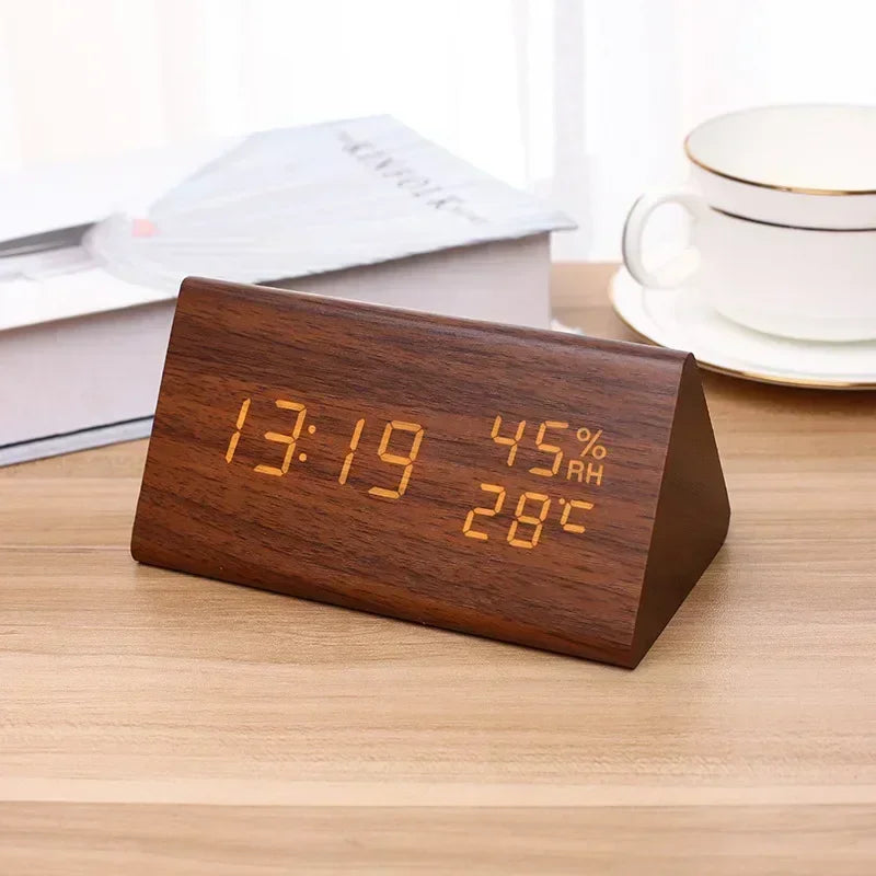 LED Student Alarm Clock Simple Wall Clock Temperature Display Sound Control Table Clock Desktop Home Decor Garden