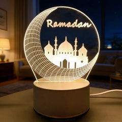 Muslim Ramadan Festival Supplies Neon Lamp USB Operated 3D Acrylic LED Night Light EID Mubarak Ornaments Bedroom Home Decor
