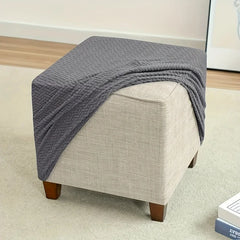 1PC Stretch Ottoman Slipcover Stool Cover T-shape Jacquard Elastic Square Sofa Footrest Covers for Living Room Office Home Decor