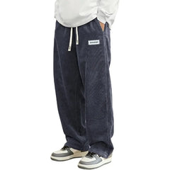 Animal Game Outdoor Mens Corduroy Casual Pants Loose Fit Baggy Pants Straight Sweatpants Elastic Waist Drawstring Streetwear