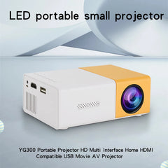 Supports HDMI, USB connection and uses high-definition projector YG300 home theater grade non occupying projector