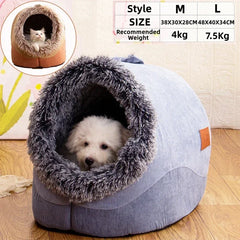 Dog/Cat  Kennel Comfortable Fall and Winter Striped Long Hair Portable Nest Warm Thickened Pet Kennel Pet Kennel Anti-scratch Pet Shop