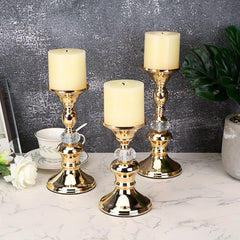 1pc Iron Candlestick Roman ColumnVintage Metal Pillar Candlestick Holders Elegant Crystal Candle Stands Home Decoration