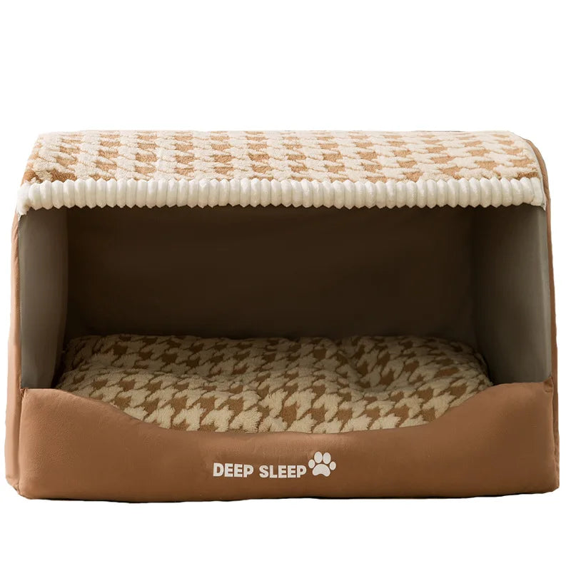 2025 New Kennel Warm in Winter Closed Removable and Washable Security Kennel Cat Bed Medium Large Dog Pet Supplies Puppy Pet Shop