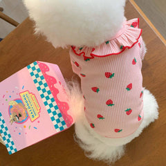 Strawberry Small Dog Clothes Summer Breathable Clothing for Cat Cute Dog Clothing for Small Dog Vest Ruffled Pet Shop Pet Clothing
