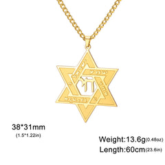Jeshayuan Hebrew Chai Jewish Menorah Hanukkah Necklace for Women Star of David Stainless Steel Necklaces Amulet Jewelry Gift