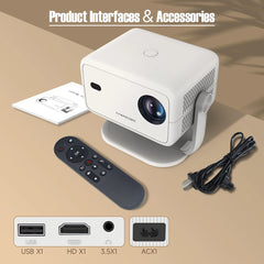 Magcubic L018 360° Projector 650ANSI 8K Android 14 Native 1080P with Auto Keystone Focus Wifi6 BT5.4 Portable Outdoor