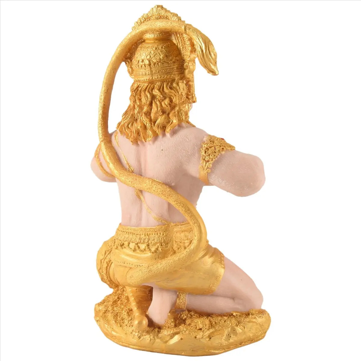 (ABAB) Gold Hanuman Statue Indian Lord Sculpture India Figurine Collection Idol Murti Pooja Sculpture for Decor Ornament