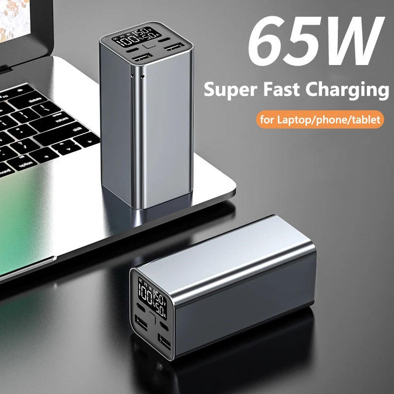 Power Bank 20000mAh 65W PD Fast Charging Type-C Portable Charger Mobile Phone Powerbank For iPhone Laptop Tablet Spare Battery