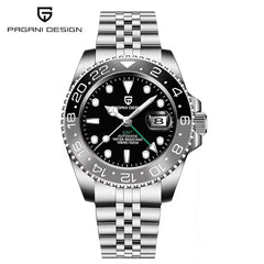 PAGANI DESIGN PD-1662 Luxury GMT Men Mechanical Wristwatch Sapphire Glass Stainless Steel 100M Waterproof Automatic Watches