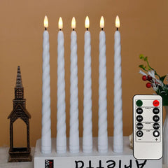 6pcs 11" Led battery operated flickering 3D Wick Spiral LED taper candle lamp candlestick Xmas wedding table Church Decor 28cm