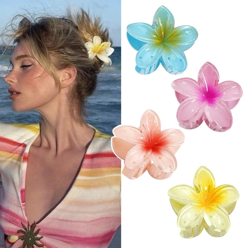 Bohemian Floral Hair Claw Clip – Hawaiian Beach Style