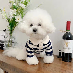 Summer Polo Shirt for Dogs Puppy Clothes Bichon Frise Chihuahua Stripe Dog Sweatshirt Dog Cooling Vest for Small and Medium Dogs Pet Shop Pet Clothing