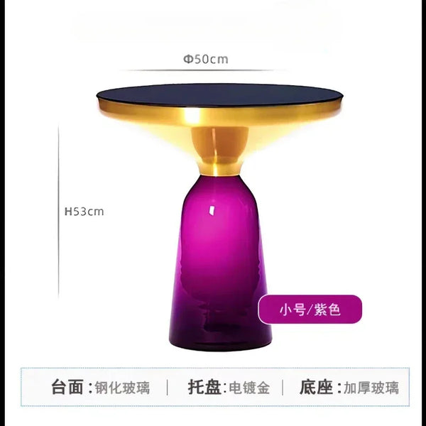 German Design Living Room Bedside Table, Sofa Side Table, Coffee Table, Indoor Round Glass, Nordic Light Luxury Coffee Table Bedroom Furniture