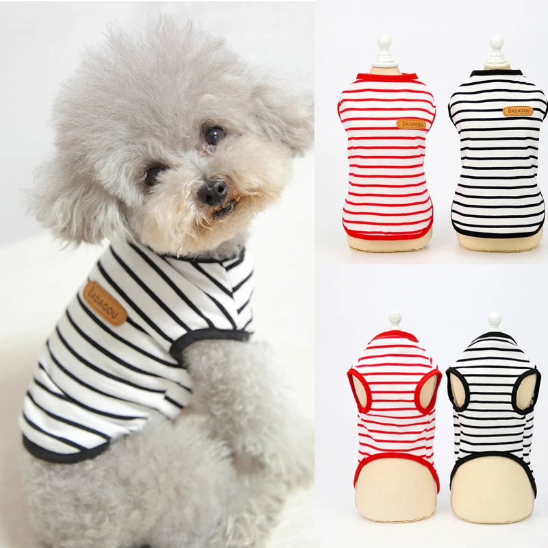 Striped Puppy Sleeveless Vest Spring Summer Pet Clothes for Small Dogs Pomeranian Chihuahua Pullovers Kitten T-shirts Outfits Pet Shop Pet Clothing