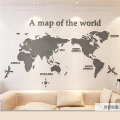 World Map Acrylic 3D Solid Crystal Bedroom Wall Living Room Classroom Stickers Office Wall Background Decoration Stickers