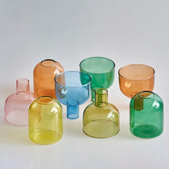 Candle Holder for Pillar Candles Stand Home Decor Colorful Glass Decorative Bottle Jar Storage Bowl