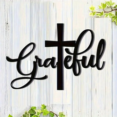 1PC Metal Cross Wall Art - 2D Flat Christian Religious Hanging Ornament, Faith-Inspired Home Decor for Living Room