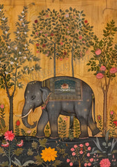 Retro Traditional Indian Woman Lady in The Garden Animals Pattern Poster Canvas Painting Wall Art Pictures Home Interior Decor