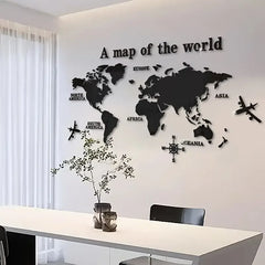 World Map Wall Mirror Stickers DIY 3D Acrylic Wall Stickers Bedroom Office Background Wall Decoration Stickers Large Size