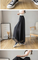 Women’s High-Waist Chiffon Wide-Leg Pants – Spring/Summer Plus Size