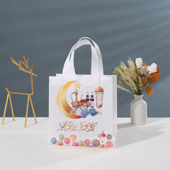 4/8pcs Ramadan Candy Bags with Handle Moon Ramadan Kareem Gift Bags for Eid Party Decorations Eid al Fitr Non-Woven Tote Bags