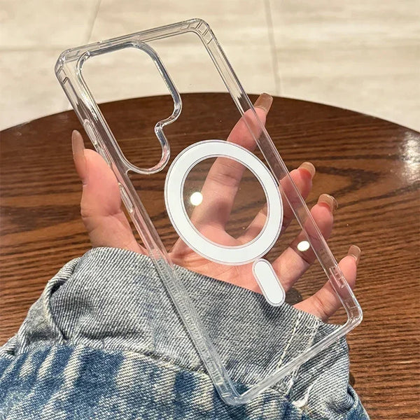 For Magsafe Magnetic Charge Case For Samsung Galaxy S26 S25 S24 S23 Ultra Plus FE Edge A16 A15 A35 A55 Clear Acrylic Slim Cover