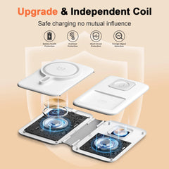 15W Wireless Chargers Magnetic 3 in 1 Foldable Stand Pad Dock Fast Charg Travel iPhone17 16 15 14 13 Pro Max Apple Watch Airpod