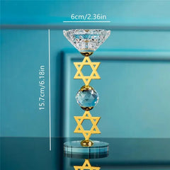 Hexagram Crystal Candle Holder Sacred Geometry Altar Stand for Meditation Yoga Healing Witchcraft Decor