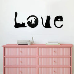 Black Cat Wooden Wall Art – Love-Themed Home Decor for Cat Lovers