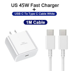 PD 45W Super Fast Charger For SAMSUNG Galaxy S21 S22 S23 S24 Ultra Fast Charging Phone USB C Charge Type C Cable 2M Wall Adapter