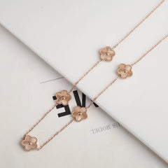 Plum Blossom Five-Leaf Clover Bracelet & Necklace – Y2K Style Jewelry